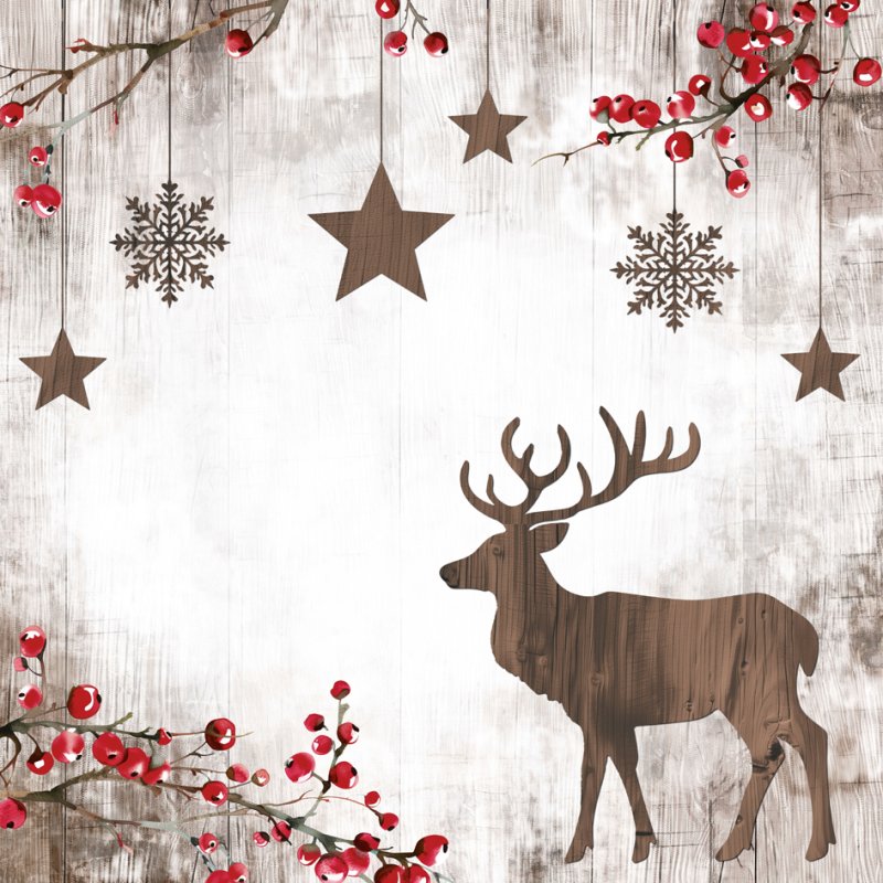 PAPSTAR serviettes de Noël X-mas Deer motif, 400×400 mm, 3 plis, 20 pièces