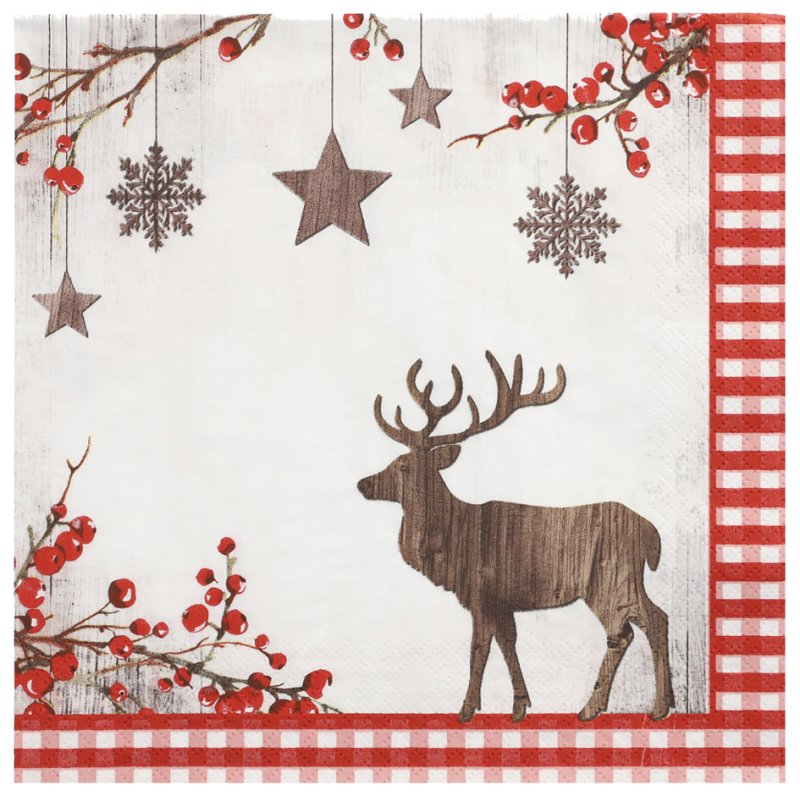 PAPSTAR serviettes de Noël X-mas Deer motif, 400×400 mm, 3 plis, 20 pièces