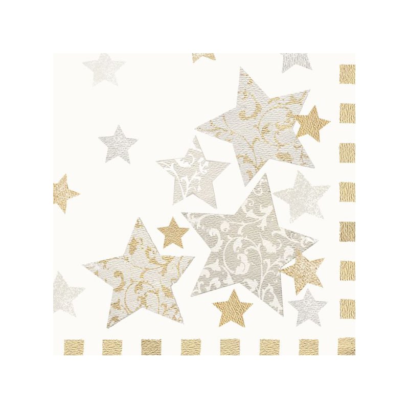 PAPSTAR serviettes de Noël Stardust crème, 40×40 cm, 3 plis, 50 pièces