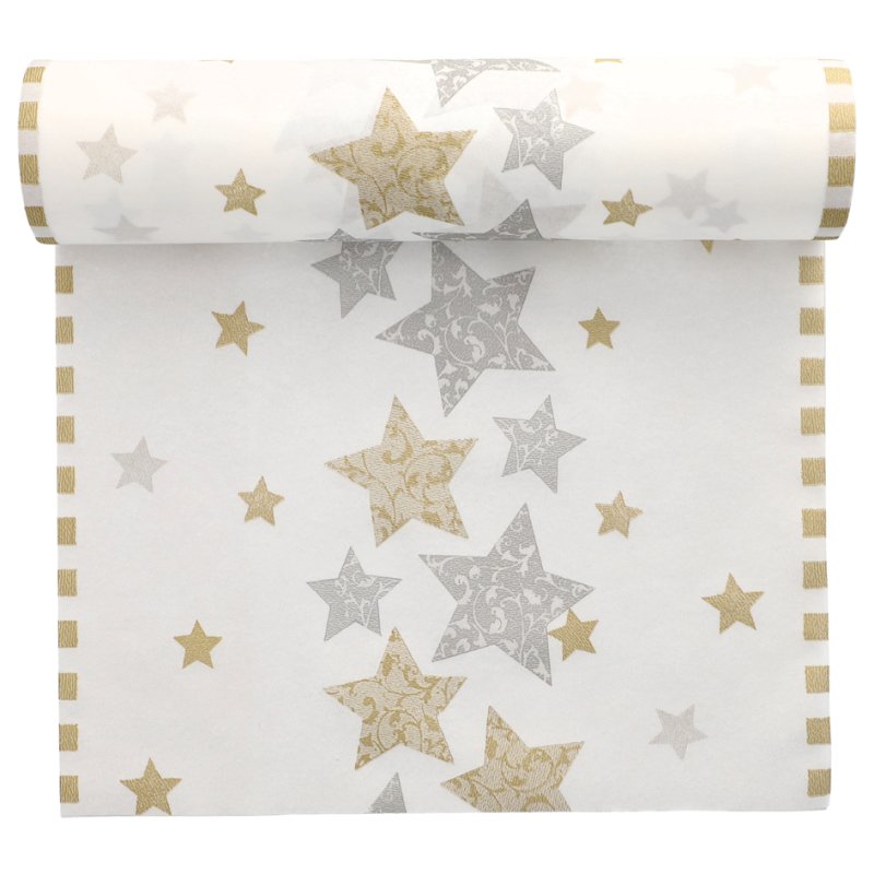 PAPSTAR table runner Stardust, cream, 400 mm × 24 m