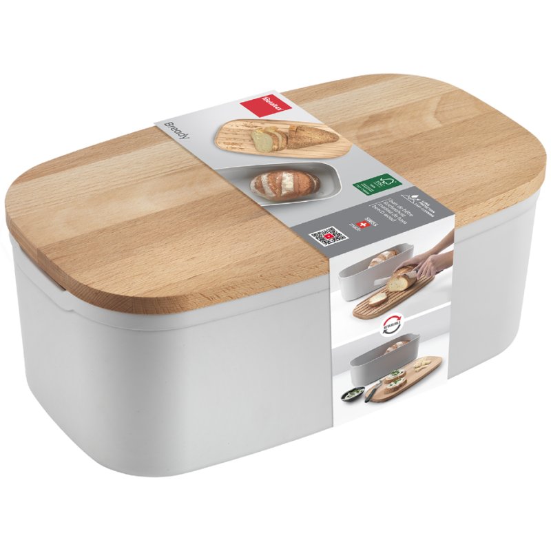 Metaltex broodtrommel Bready, snijplank deksel, beukenhouten deksel, 350×200×140 mm