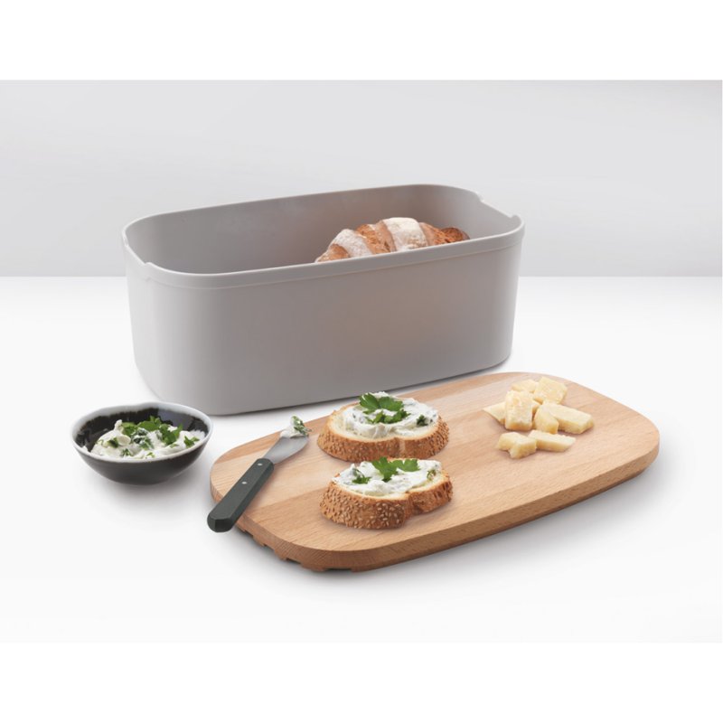 Metaltex broodtrommel Bready, snijplank deksel, beukenhouten deksel, 350×200×140 mm