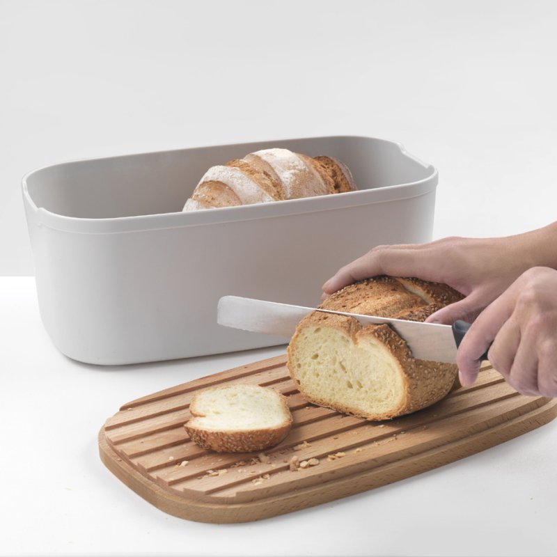 Metaltex broodtrommel Bready, snijplank deksel, beukenhouten deksel, 350×200×140 mm