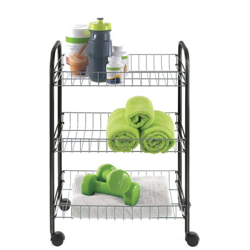 Metaltex allround trolley Sprinter, 3 étages, argent-noir, 41×23×61 cm