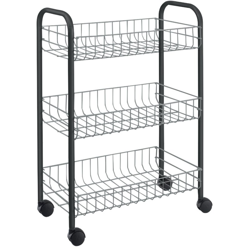 Metaltex allround trolley Sprinter, 3 étages, argent-noir, 41×23×61 cm
