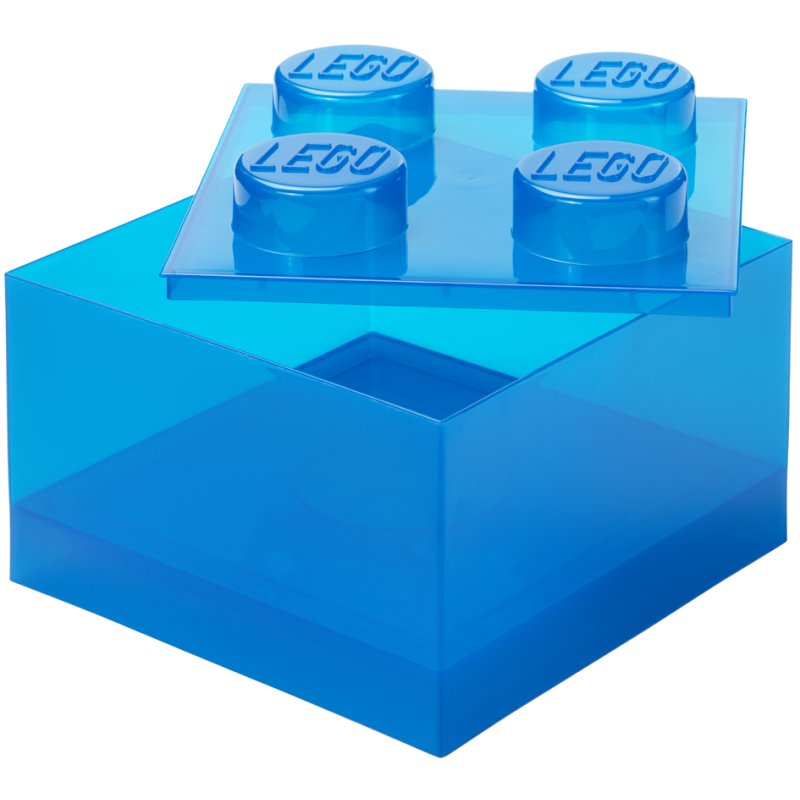 Boîte de rangement LEGO 4 tenons avec couvercle, vert clair transparent, 5,7 litres