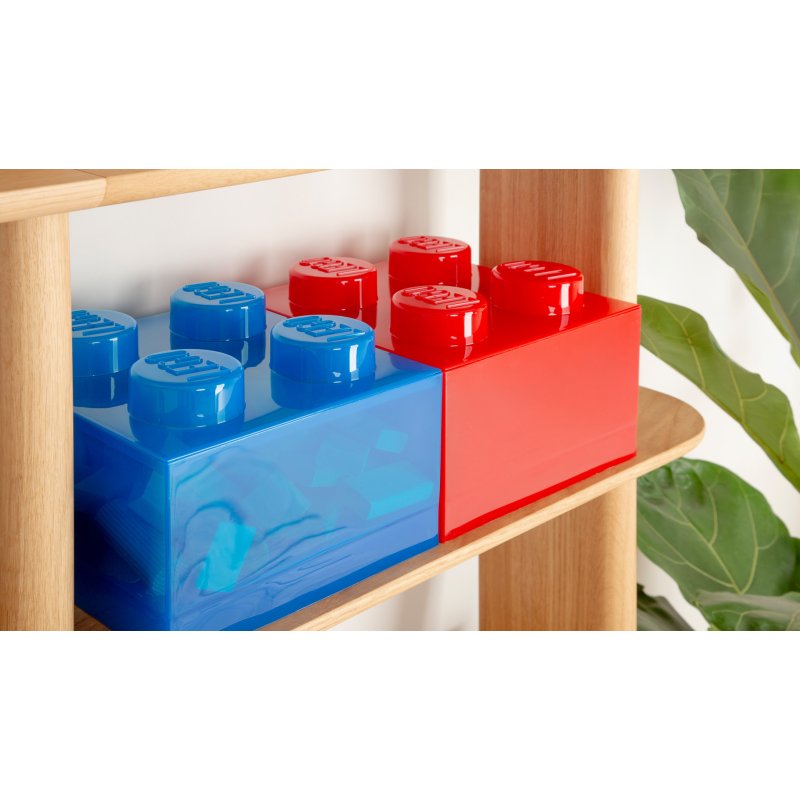 Boîte de rangement LEGO 4 tenons avec couvercle, vert clair transparent, 5,7 litres