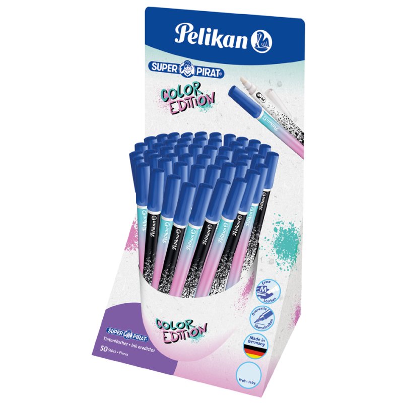 Pelikan ink eraser Super Pirat Color Edition, two points, assorted trend motifs, 50 pieces