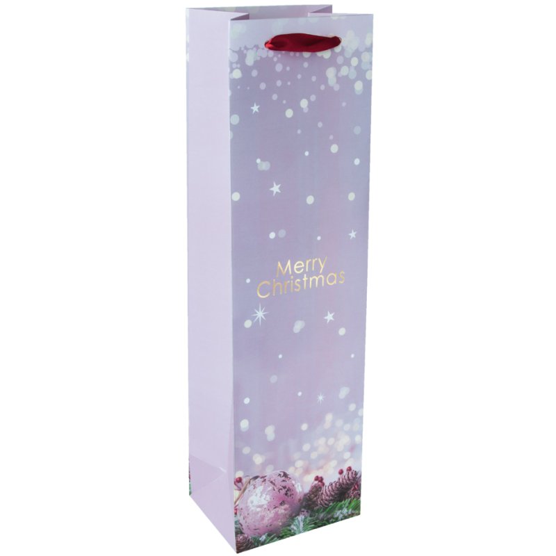 Sigel sac bouteille cadeau de Noël Charmful Christmas, bleu/vert, 100×80×350 mm