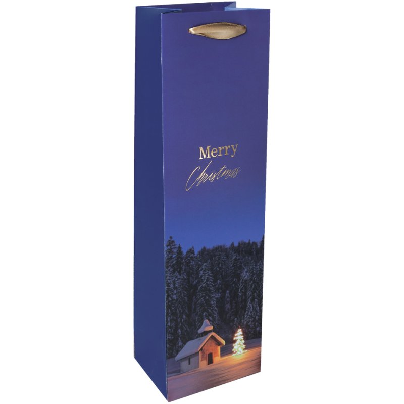 Sigel sac bouteille cadeau de Noël Charmful Christmas, bleu/vert, 100×80×350 mm