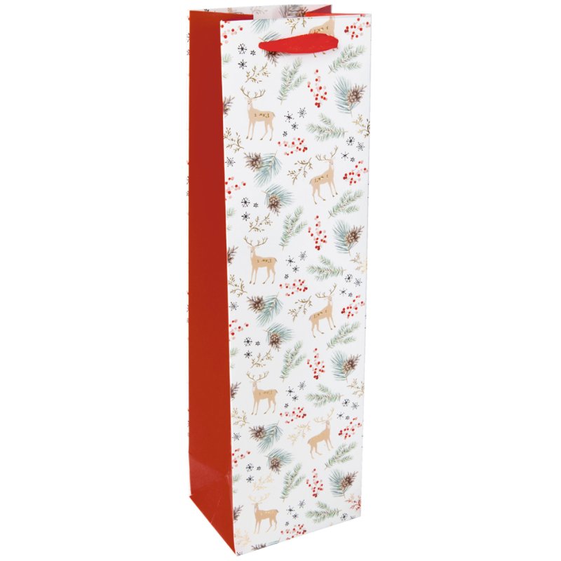 Sigel sac bouteille cadeau de Noël Charmful Christmas, bleu/vert, 100×80×350 mm