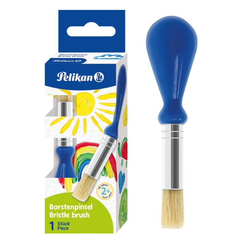 Pelikan pinceau enfant, grip ergonomique, bleu, poils doux