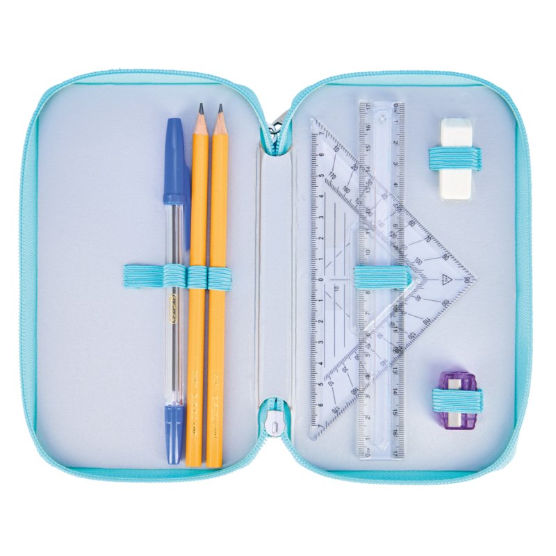 herlitz étui double Lucky Horse, bleu clair/bleu foncé, 23 pièces remplies, 2 compartiments