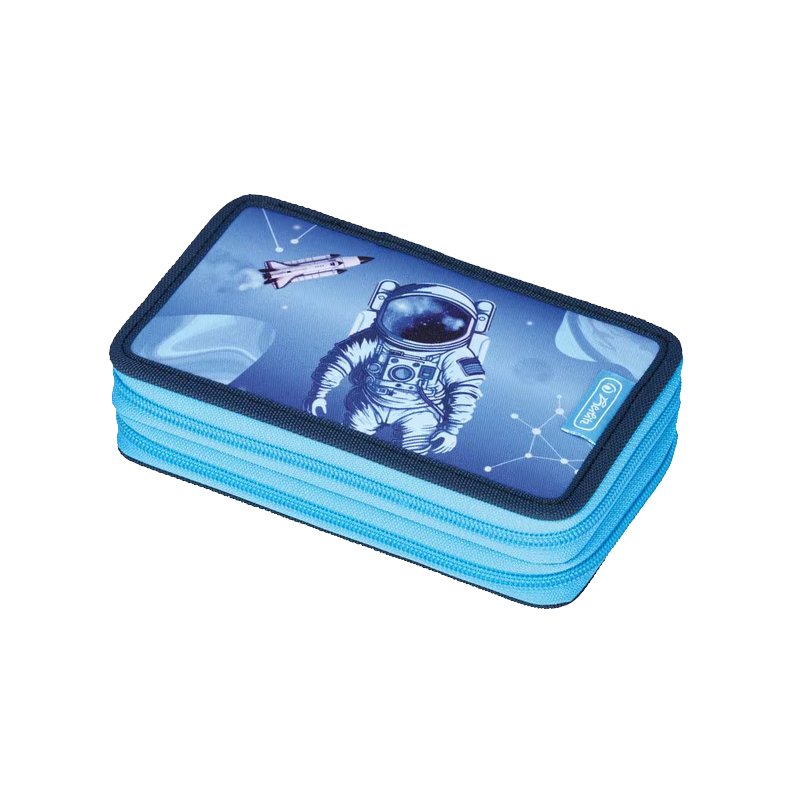 herlitz étui double Cosmic Explorer, bleu foncé/bleu clair, rempli, 23 pièces