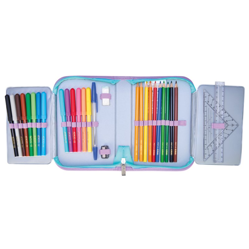 herlitz trousse Ocean Lights, rose/turquoise, remplie, 31 pièces