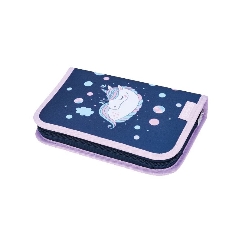 herlitz trousse à crayons Unicorn Dreams, bleu foncé/rose, 31 pièces, polyester, 205×140×38 mm