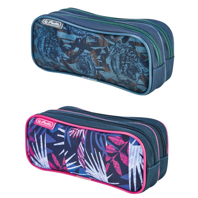 herlitz trousse double Teens Mix, polyester, 2 compartiments avec fermeture éclair, 210×65×90 mm