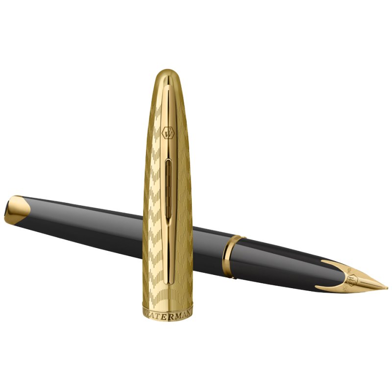 WATERMAN stylo Carène Opera, noir, capuchon doré, plume en or 18 carats