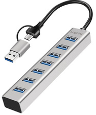 LogiLink Hub USB 3.0, 7 ports, argent, boîtier aluminium