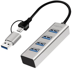 LogiLink USB 3.0 hub, 4 ports, silver, aluminium housing