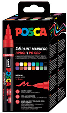 POSCA marqueurs pigmentés PC-5BR BRUSH, pointe pinceau, assortiment couleurs, 8 pièces