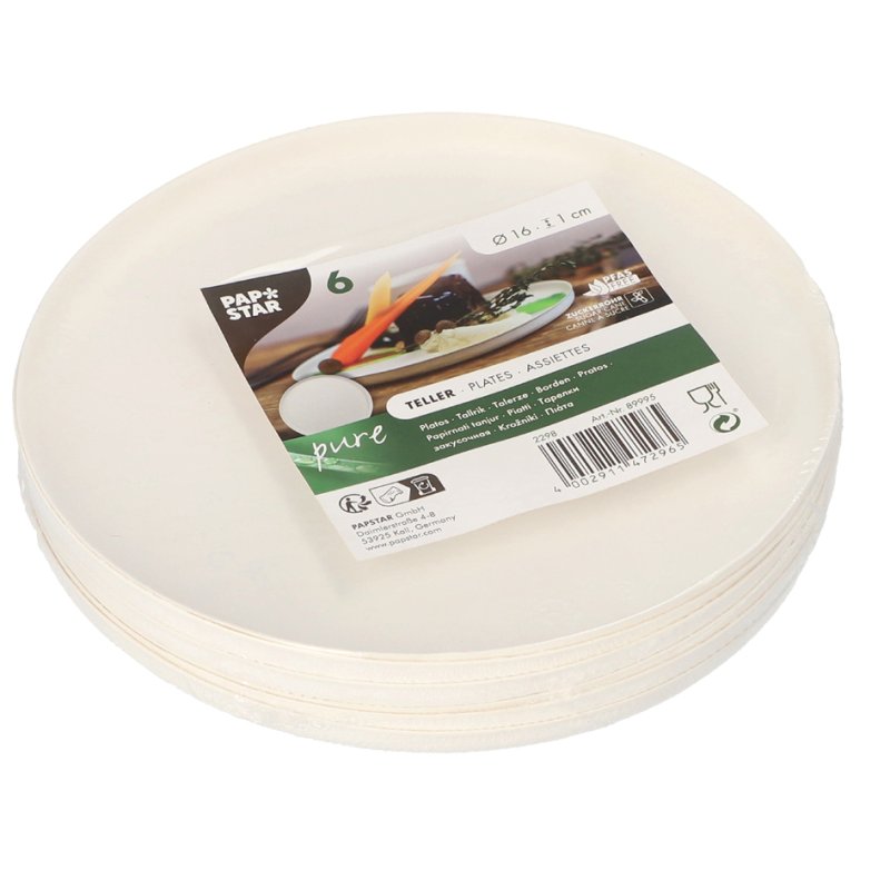 PAPSTAR assiettes en bagasse ronde, 120 mm, blanc, 10 pièces