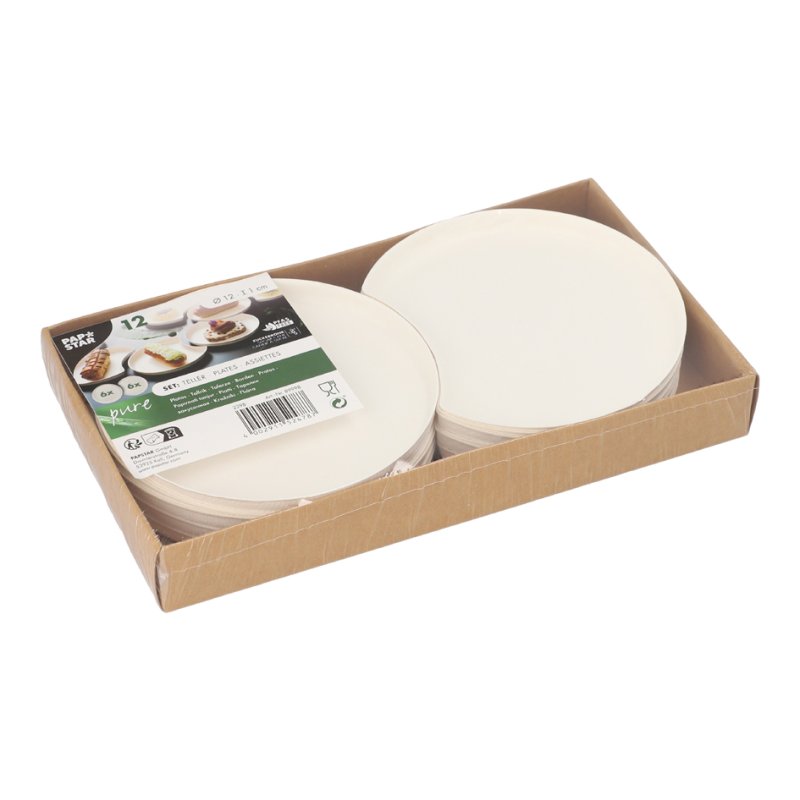 PAPSTAR sugarcane small plates half-moon, 120 mm, white, 12 pieces