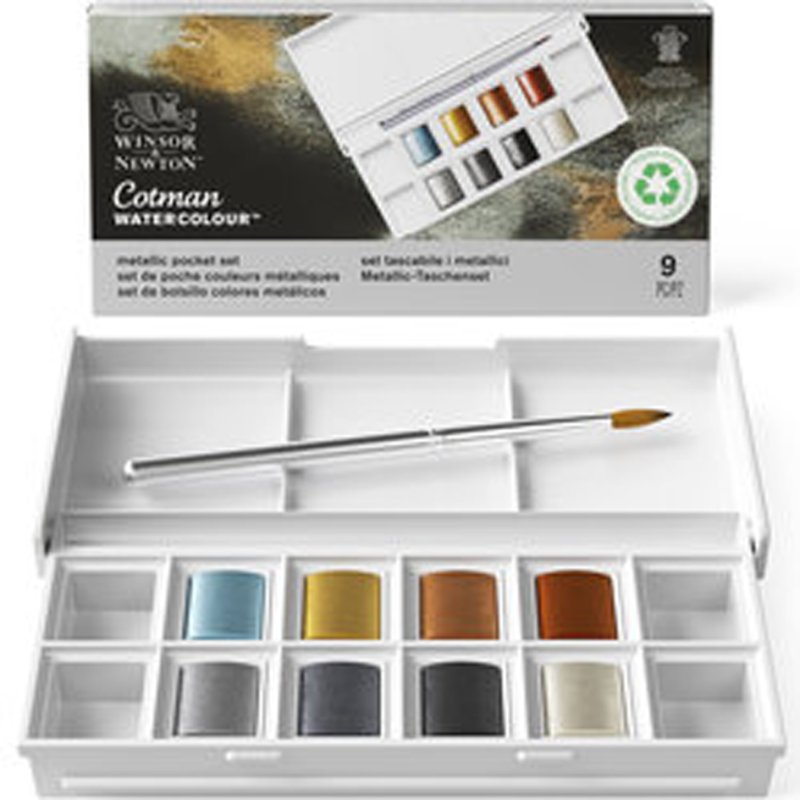 LEFRANC BOURGEOIS Cotman peinture aquarelle pocket set, metallic, 8 couleurs