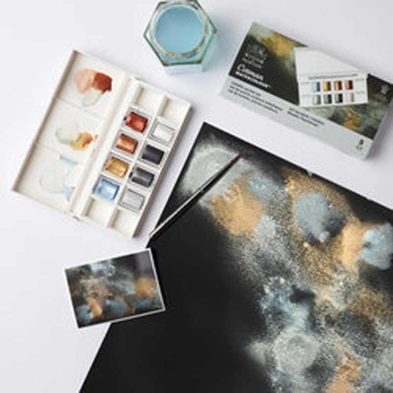 LEFRANC BOURGEOIS Cotman peinture aquarelle pocket set, metallic, 8 couleurs