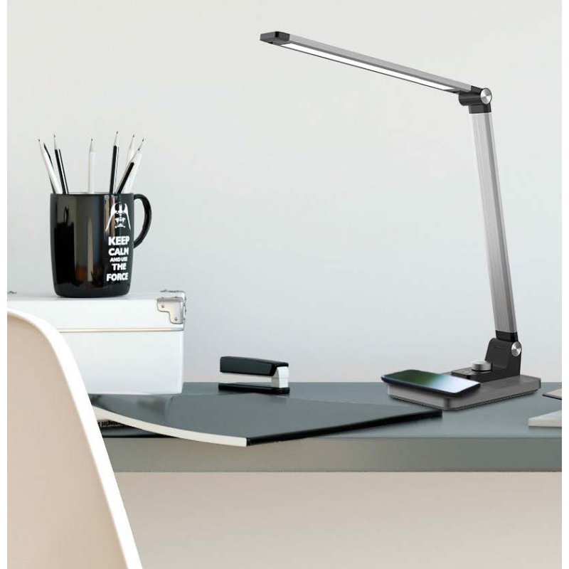 PAPERFLOW Lampe de bureau LED JOA, brossé argent, 8 watts, 800 lumens