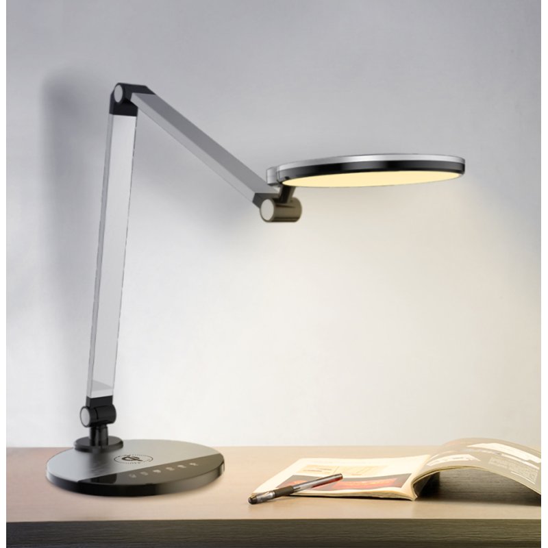 PAPERFLOW Lampe de bureau LED CHUCK avec pied, argent, 7 watts, variateur tactile