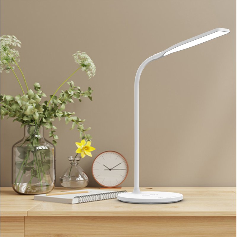 PAPERFLOW Lampe de bureau LED IRENE, blanc, chargeur à induction, 6 watts