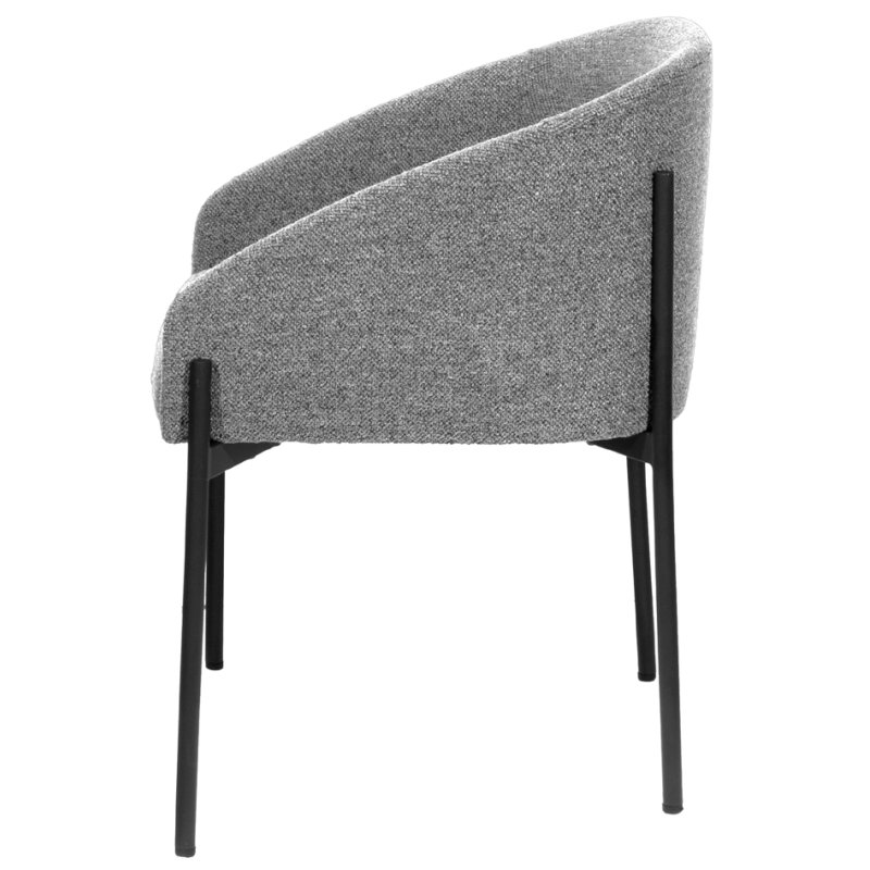 PAPERFLOW chaise visiteur MILO, anthracite, tissu bouclé, piétement 4 pieds