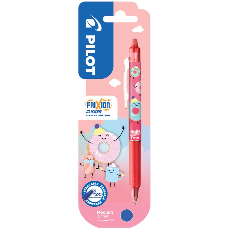 PILOT rollerpen FRIXION BALL CLICKER 07 Fancy Winter, wisbaar, blauw, 3 stuks