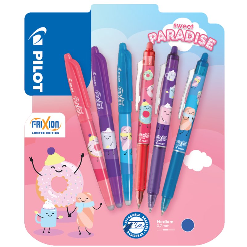 PILOT rollerpen FRIXION BALL 07 Fancy Winter, uitwisbaar, blauw, 6 stuks