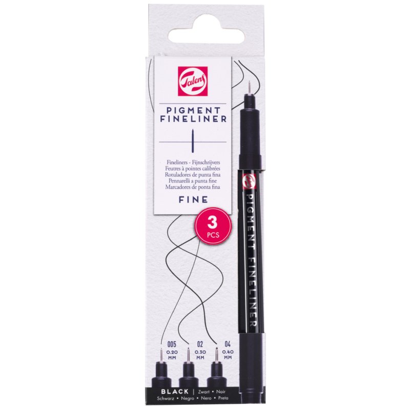 Royal Talens pigment fineliner moyen, noir, 3 pièces