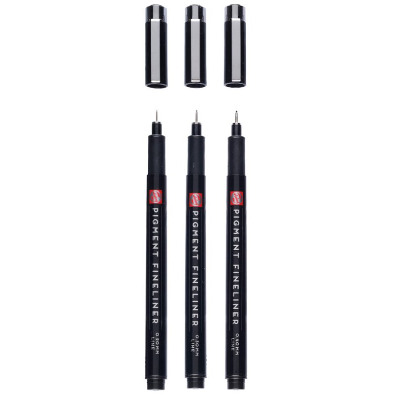 Royal Talens pigment fineliner moyen, noir, 3 pièces