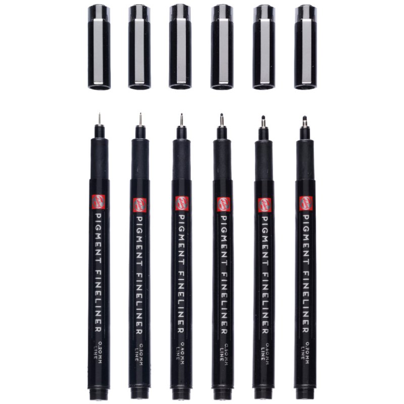 Royal Talens Pigment Fineliner Complete set, noir, 6 pièces, encre permanente