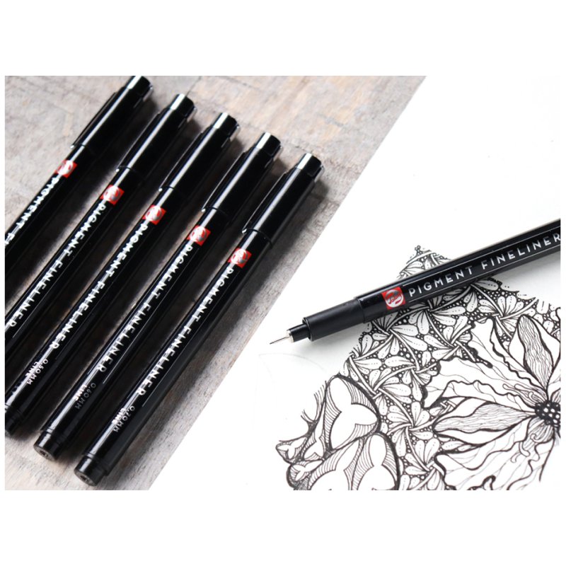 Royal Talens Pigment Fineliner Complete set, noir, 6 pièces, encre permanente