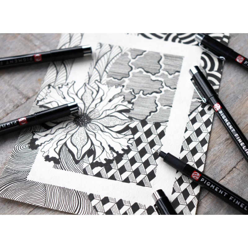 Royal Talens Pigment Fineliner Complete set, noir, 6 pièces, encre permanente