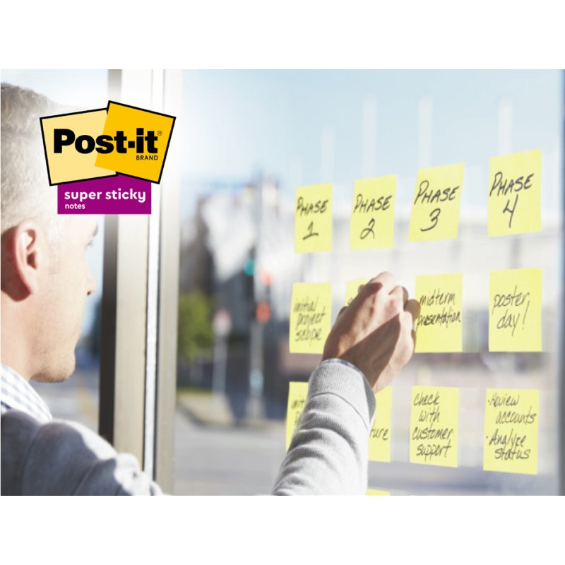 Post-it Super Sticky Z-Notes, 76×76 mm, jaune, 24 blocs