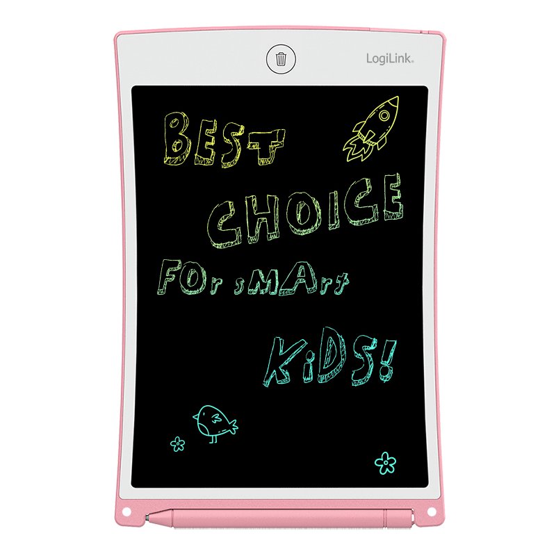 LogiLink Tablette LCD d'écriture et de dessin pour enfants, 10 pouces, rose