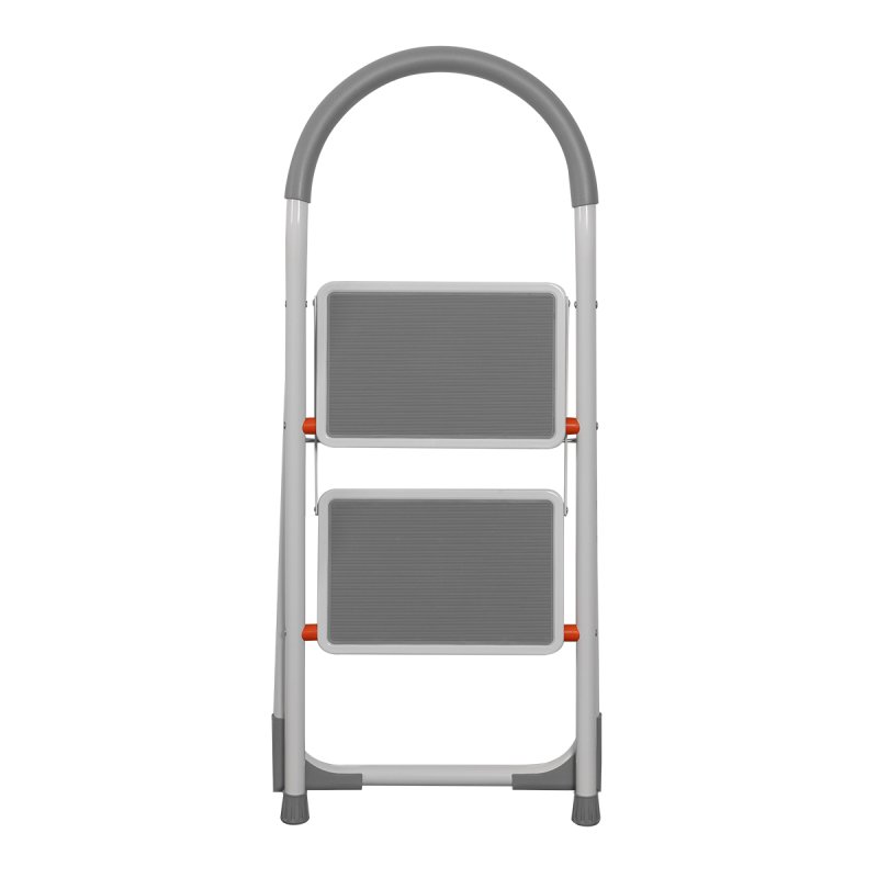 Bradas escabeau acier, 2 marches, blanc/gris, pliable
