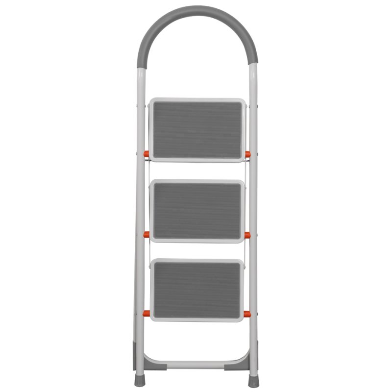 Bradas escabeau acier, 2 marches, blanc/gris, pliable