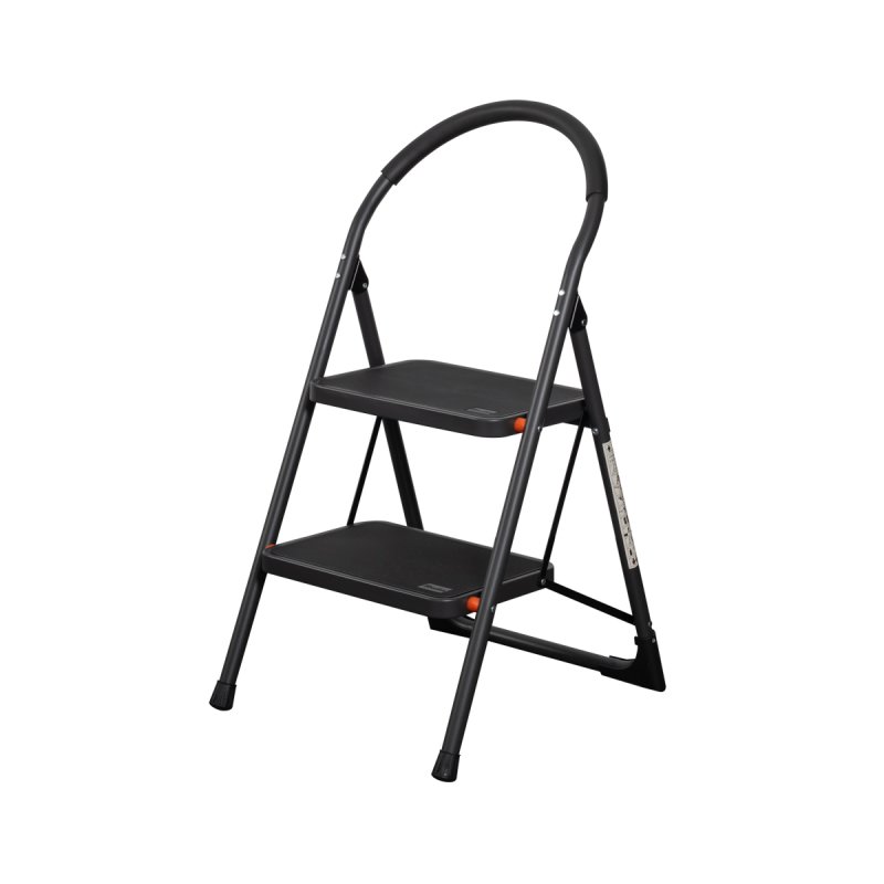 Bradas échelle de trappe en acier, 4 marches, noir, pliable