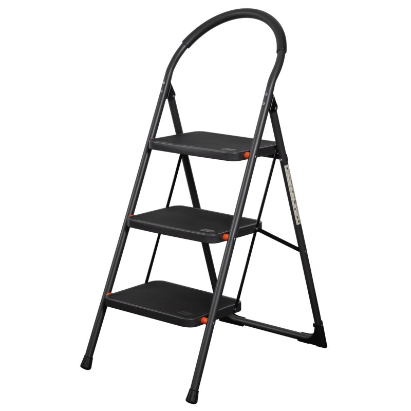Bradas échelle de trappe en acier, 4 marches, noir, pliable