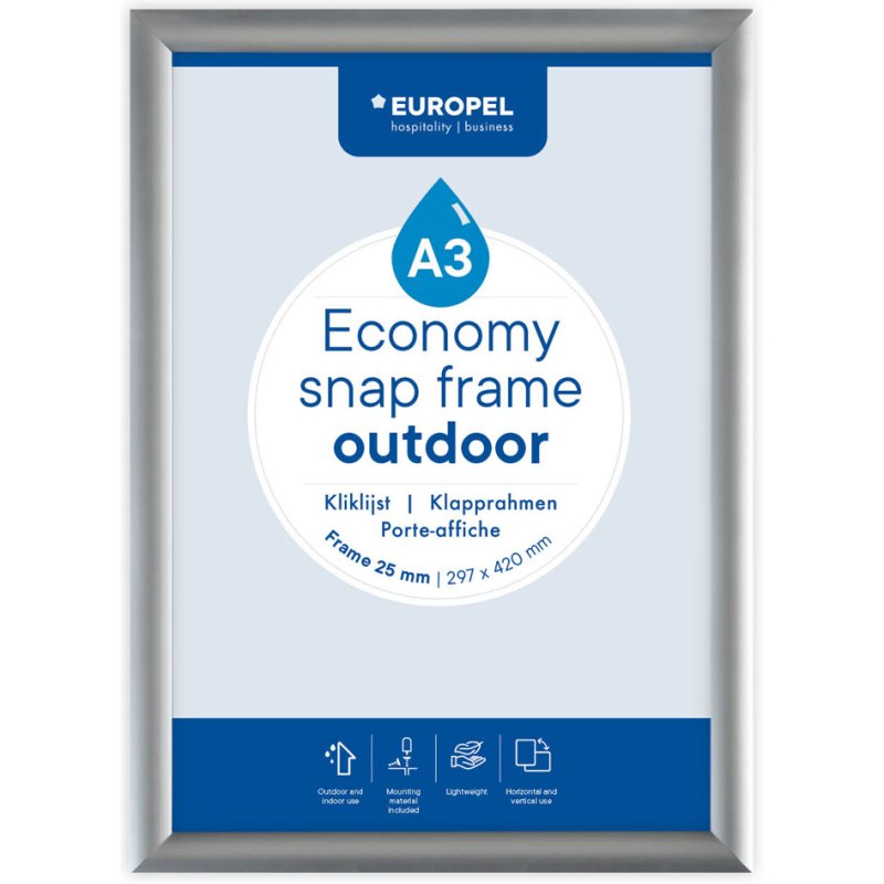 EUROPEL cadre affichage Economy Outdoor, format A5, aluminium, système Easy-Click