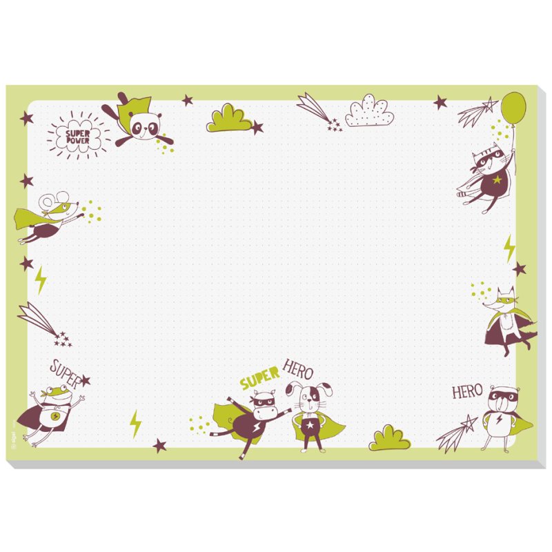 Sigel sous-main Little Heroes, 420 × 297 mm, motif super-héros, 30 feuilles