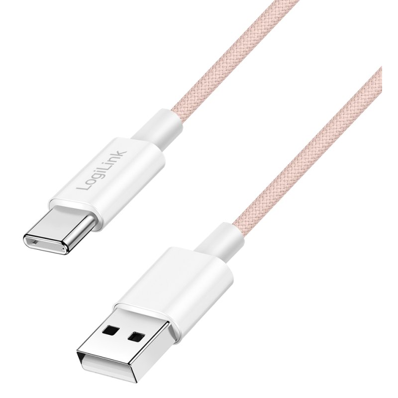 LogiLink Câble USB 2.0 USB-A vers USB-C, rose, 1,0 m