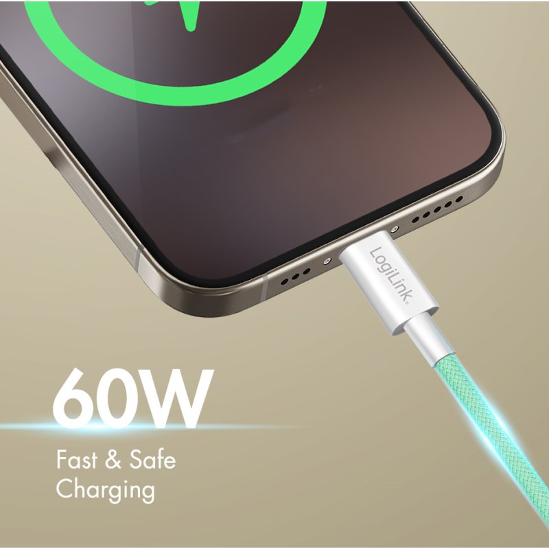 LogiLink Câble USB 2.0 USB-A vers USB-C, rose, 1,0 m